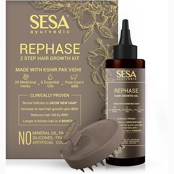 SESA Ayurvedic Regain Refill Hair Growth Oil With 26 Herbs And 6 Essential Oils Promotes Hair Growth Help Reduces Hair Fall & Strengthen Roots Natural Hair Oil For Women And Men, 100 Ml