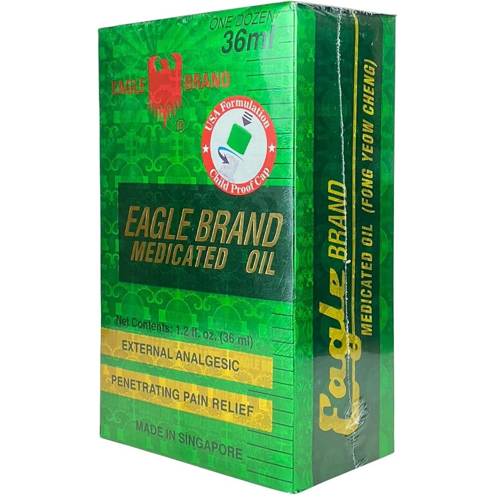 Eagle Brand Natural Medicated Oil for Muscle Aches and Pains, Includes 12 Individual 1.2 oz. Bottles
