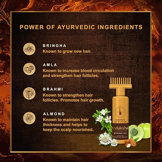 Indulekha Bringha, Ayurvedic Hair Oil, 250ml, for Hair Fall Control, with Amla & Coconut Oil, with Comb Applicator