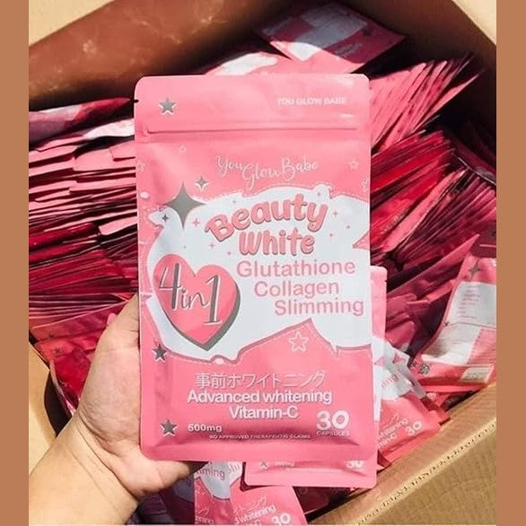 GLUTA FROZEN You Glow Babe Beauty White Glutathione Hydrolyzed Collagen 4-in-1 sup, 500mg 30 Capsule