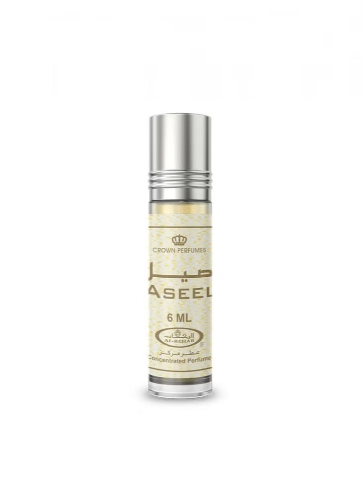 Aseel Concentrated perfume oil Roll on Bottle 6ml of 6pcs by Al Rehab