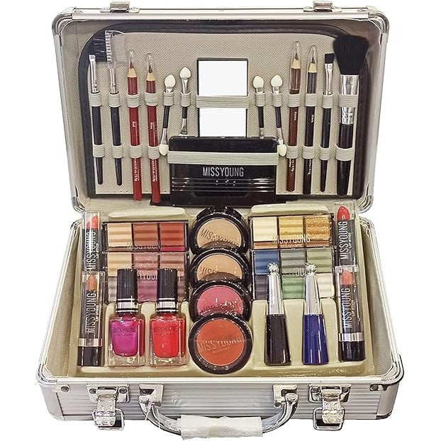 Green Desert GD - Makeup Organizers - Missyoung Color Makeup Suits Universal Cosmetic Bag Professional Makeup Artist Professional Makeup Box With Brush Mirror (Pink L)