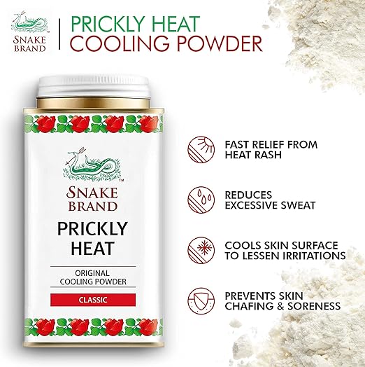 Snake Brand Prickly Heat Cooling Body Powder Classic 140g (Pack of 1)