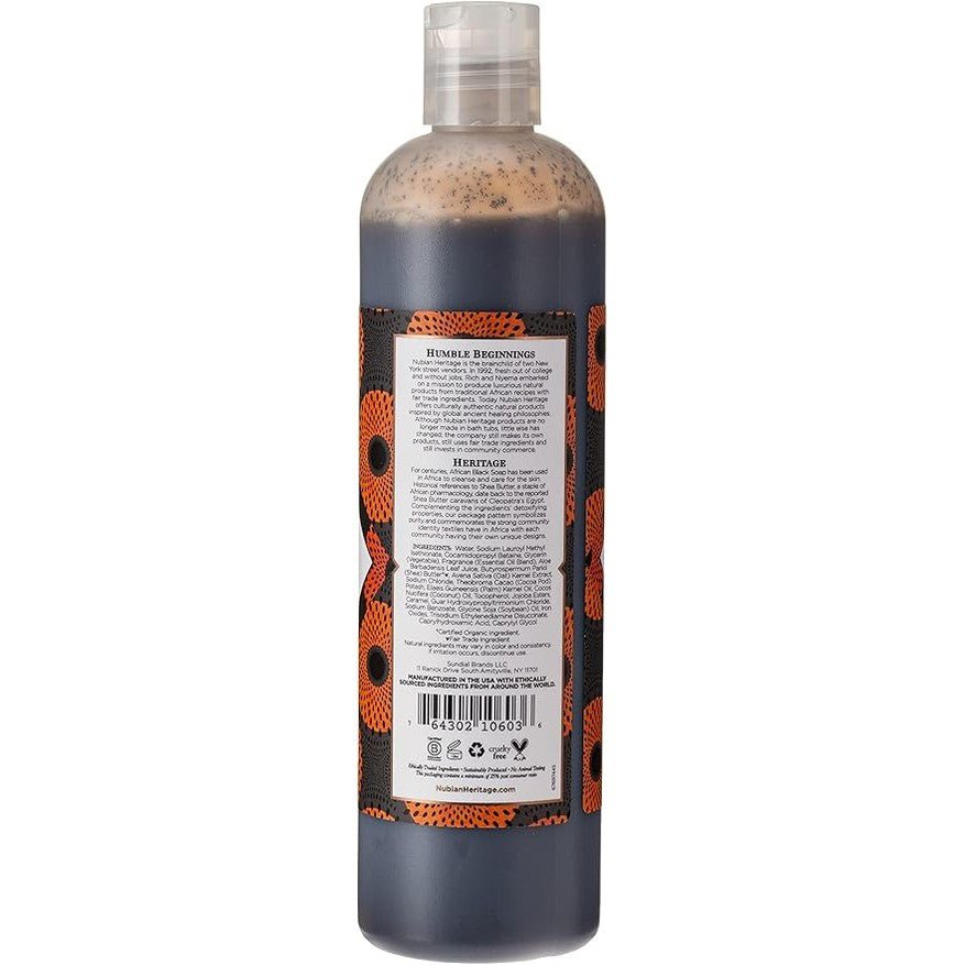 Nubian Heritage African Black Soap Body Wash For Unisex, 13 Oz