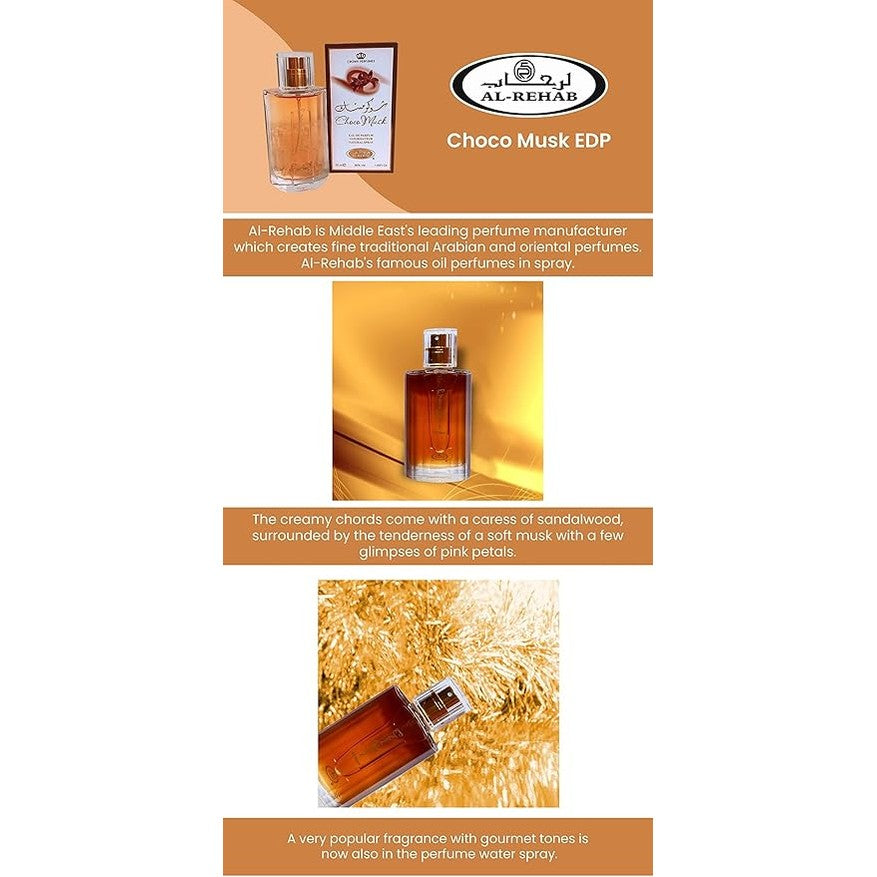 Al-Rehab Choco Musk Eau de Parfum Spray para mujer, 1.65 onzas