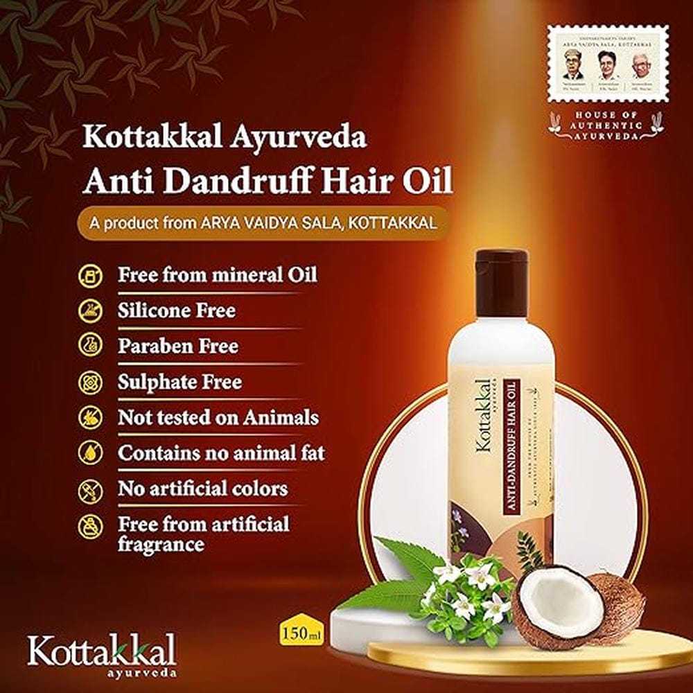 Kottakkal ayurveda® Anti Dandruff Hair Oil | No Artificial Colour & Fragrance | Paraben & Sulphate Free - 150 ml