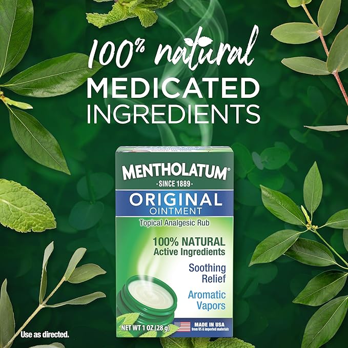 Mentholatum Original Ointment, 3 Ounce (85g) 100% Natural Active Ingredients for Soothing Relief