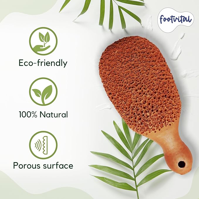 Shopping Shots Pack of 2 Pumice Stone Foot Scrubber Handmade Organic Clay Callus Remover for Feet Heels and Palm - Pedicure Exfoliation Tool - Corn Remover - Dry Dead Skin Scrubber - Health Foot Care