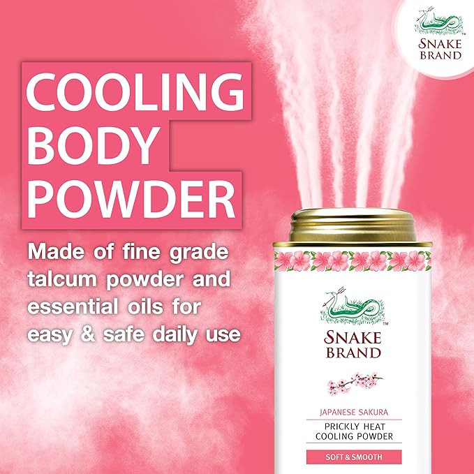 SNAKE BRAND Prickly Heat Cooling Powder Relaxing Lavender 140g (Pack of 1)