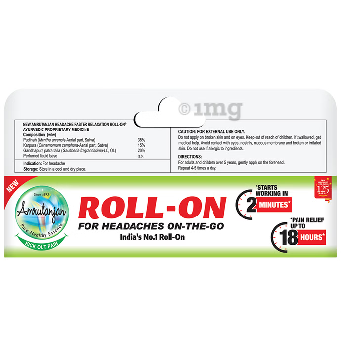 Amrutanjan Headache Faster Relaxation Roll -Pack of 2,10ml