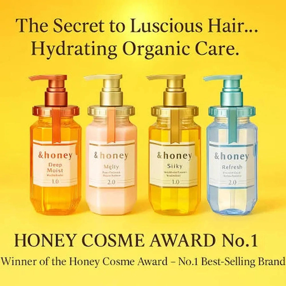 & Honey FWMGL Deep Moist Hair Shampoo Step1.0 (Moist Wash) Pump 440ml - Peony Scent (Green Tea Set)